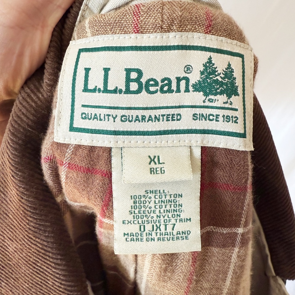 L.L. Bean Beige Utility Jacket with Brown Collar - Picture 6 of 7